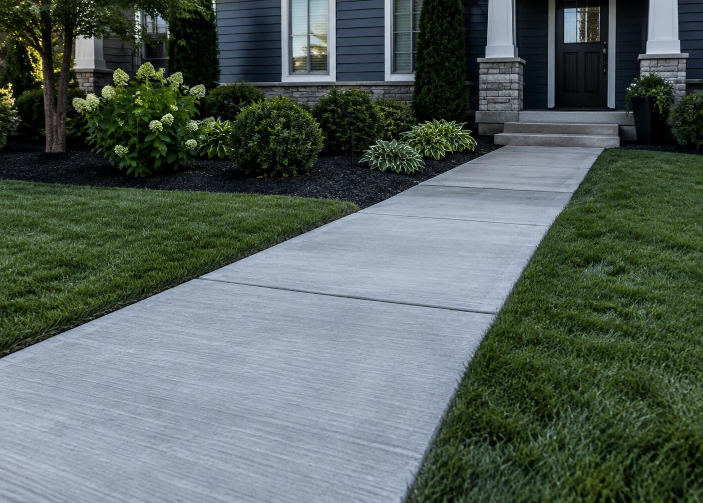 Illustrative image of a finished residential concrete sidewalk