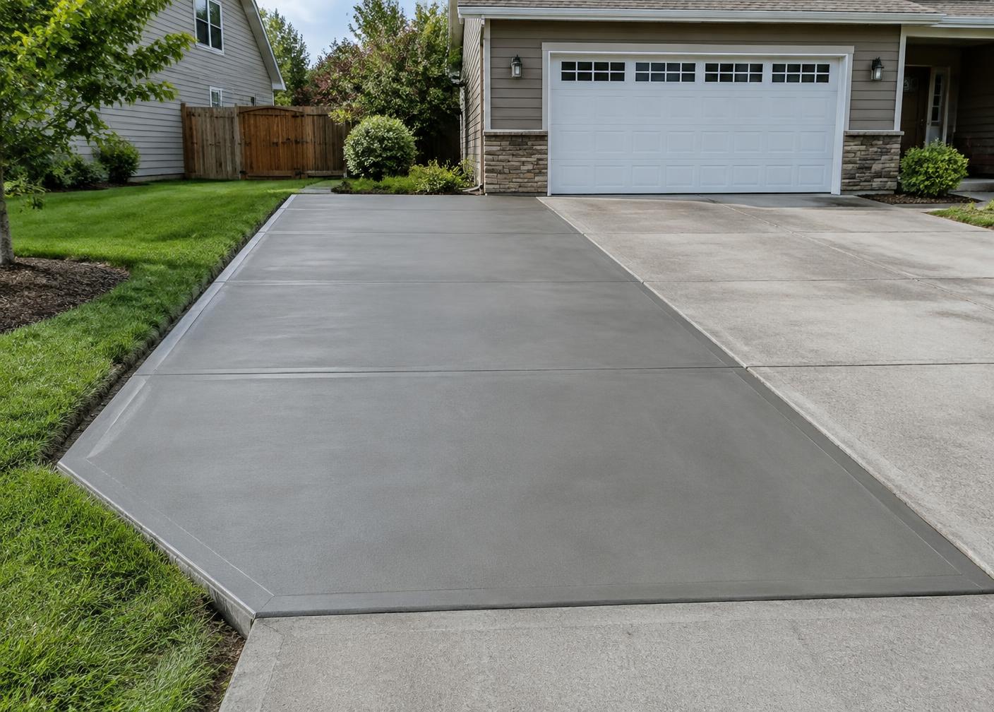 Illustrative image of a concrete driveway addition beside an existing driveway